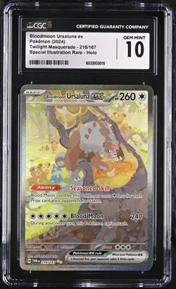 CGC 10 Bloodmoon Ursaluna ex 216/167 SIR Twilight Masquerade Pokemon Card - Image 1