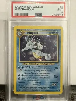Pokemon Neo Genesis Holo Kingdra Card 2000 PSA 9 Mint, #8/111, WOTC HOLO SWIRL! - Image 1