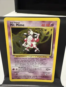 Pokemon TCG Mr. Mime Jungle Holo Card 6/64 Unlimited Rare Moderate Play - Image 1