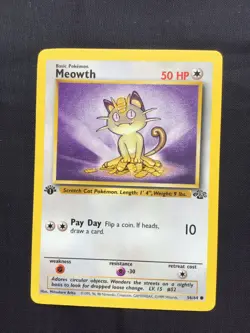 Pokemon Cards: Jungle 1st Edition Common: Meowth 56/64 - Image 1