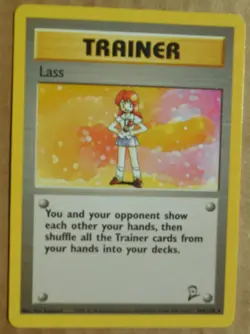 Lass 104/130 Rare Non-Holo Base 2 Set Pokemon Trainer Card NM/LP - Image 1