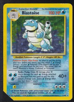 Pokemon TCG Blastoise Holo Unlimited Rare Card Base Set 2/102 - Image 1