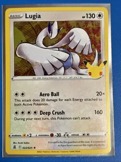 Pokemon TCG Lugia 25th Anniversary Celebrations 022/025 Holo Rare + Card Saver - Image 1