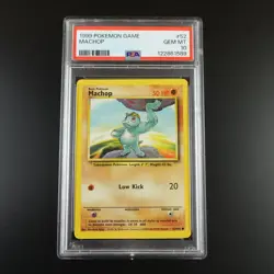 PSA 10 Machop 52/102 Base Set 1999 Non Holo Graded Pokemon Card - Image 1