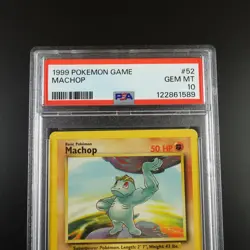 PSA 10 Machop 52/102 Base Set 1999 Non Holo Graded Pokemon Card - Image 2