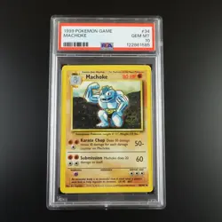 PSA 10 Machoke 34/102 Pokemon Base Set 1999 Non Holo Card - Image 1
