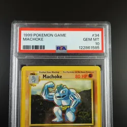 PSA 10 Machoke 34/102 Pokemon Base Set 1999 Non Holo Card - Image 2