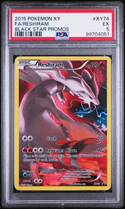 2015 POKEMON XY BLACK STAR PROMOS #XY74 FULL ART/RESHIRAM PSA 5 - Image 1