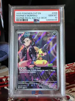 2025 POKEMON SVP EN-SV BLACK STAR PROMO #206 MARNIE'S MORPEKO MARNIE PSA 10 - Image 1