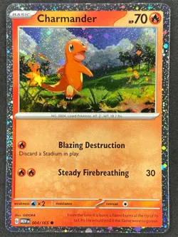 Pokemon Charmander Cosmos Holo 004/165 MEW Scarlet & Violet 151 NM - Image 1