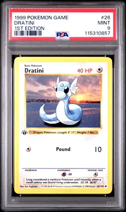 1999 POKEMON BASE SET 1ST EDITION #26 DRATINI PSA 9 - Image 1