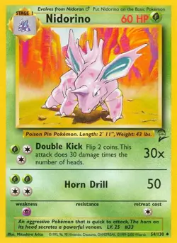 Nidorino 054/130 - Base Set 2 - WOTC - Uncommon - Pokemon TCG - LP - Image 1