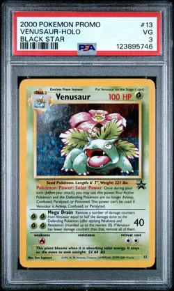 2000 POKEMON PROMO BLACK STAR #13 VENUSAUR-HOLO PSA 3 - Image 1