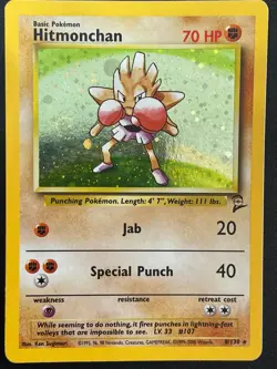Hitmonchan 8/130 Holo Rare WotC Card Pokemon Base Set 2 - Image 1