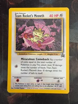 Team Rocket's Meowth # 18 Black Star PROMO WOTC Rare Pokemon Card Tcg - LP - Image 1