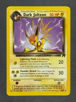 Dark Jolteon 38/82 Base Set Series Team Rocket Uncommon Stage 1 Pokemon Card NM - Image 1