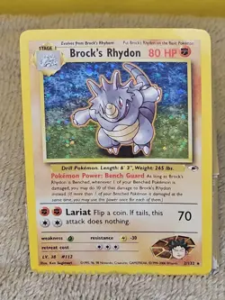 Pokemon TCG Brock's Rhydon Gym Heroes 2/132 Holo Unlimited Rare Vintage HP - Image 2