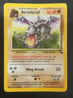 Aerodactyl 1/62 Unlimited Holo Rare WotC Pokemon Fossil - Image 1