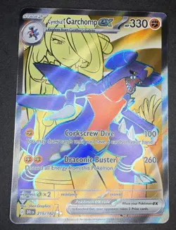 Pokemon TCG Destined Rivals Cynthia's Garchomp EX Full Art Ultra Rare 215/182 - Image 1