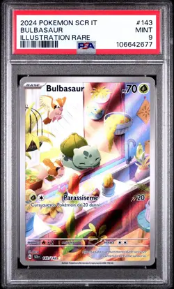 Pokemon PSA 9 Bulbasaur #143 Illustration Rare Corona Astrale 2024 Italiano - Image 1