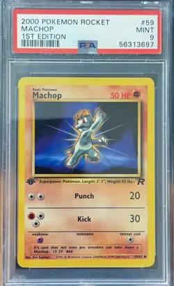 Machop 59/82 Team Rocket 1st Edition Regular WOTC Vintage Pokemon PSA 9 - Image 1