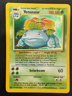 Venusaur 15/102 Holo Rare Unlimited WOTC Pokemon Base Set - LP - Image 1