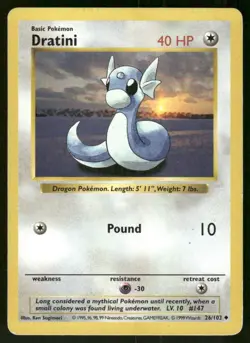 Pokemon Tcg Dratini [Shadowless] #26 Pokemon Base Set LP - Image 1