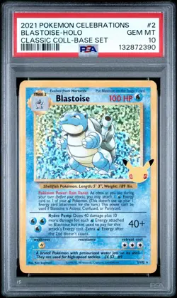 2021 POKEMON CELEBRATIONS CLASSIC COLLECTION #2 BLASTOISE-HOLO PSA 10 GEM MINT - Image 1