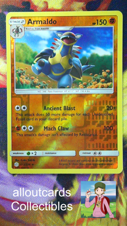 2019 Pokemon Cosmic Eclipse Armaldo Reverse Holo 112/236 NM/M - Image 1