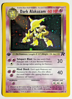 Pokemon TCG Dark Alakazam 1st Edition Rare Holo Card #1/82 Team Rocket SWIRL 🌀 - Image 1