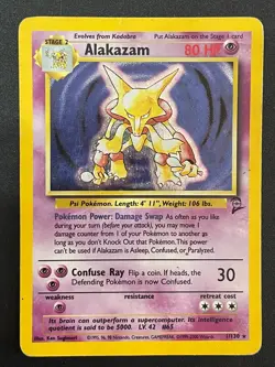 Alakazam 1/130 Holo Rare WotC Card Pokemon Base Set 2 - Image 1