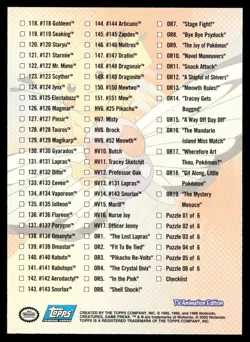 Pokemon 2000 TV Topps Series 3 Checklist Non Holo Card - Image 2
