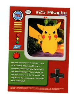 Pokemon Card - Pikachu TV2 - Blue Logo - Topps Series 1 - Image 2