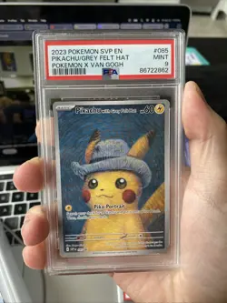 PSA 9 - Van Gogh Pikachu with Grey Felt Hat SVP EN 085 Black Star Pokemon Card - Image 1
