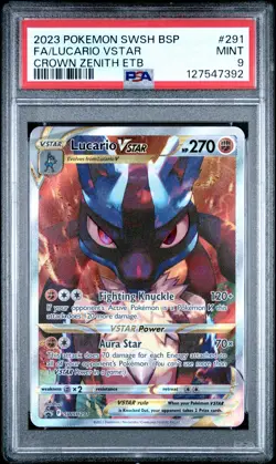 2023 POKEMON SWSH BLACK STAR PROMO #291 FULL ART/LUCARIO VSTAR PSA 9 - Image 1