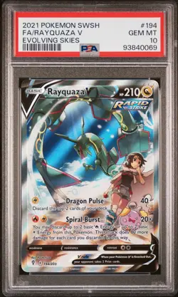 2021 POKEMON SWORD & SHIELD EVOLVING SKIES #194 FULL ART/RAYQUAZA V PSA 10 - Image 1