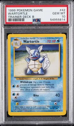 1999 POKEMON BASE SET TRAINER DECK B #42 WARTORTLE PSA 10 - Image 1
