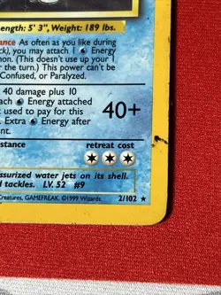 1999 Pokemon Blastoise Base Set Unlimited Holo 100 HP 2/102 Played - Image 5