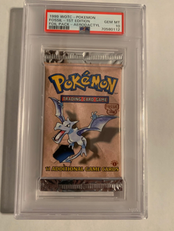 1999 Pokemon 1st Ed Fossil Sealed Booster Pack Aerodactyl Art PSA 10 - Image 1