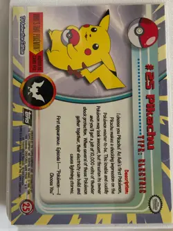 Pokemon - Pikachu #25 Topps TV Animation Black Logo Non-Holo 2nd Print 1999 NM - Image 2