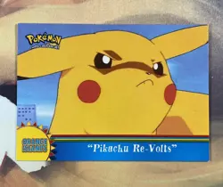 2000 Topps Pokemon Pikachu Re-Volts OR3 Orange Islands Blue Logo - Image 1