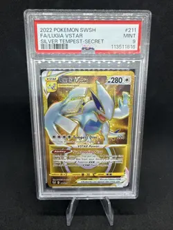 Lugia Vstar Full Art - Secret Rare Pokemon 211/195 - Silver Tempest - Mint PSA 9 - Image 1