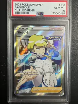 PSA 10 Pokemon Card SwSh Rapid StrikSiebold Chilling Reign Full Art 2021 - Image 1