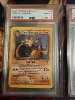 PSA 8 Graded Dark Charizard Team Rocket WOTC Vintage Pokemon TCG Card 2000 #21 - Image 1