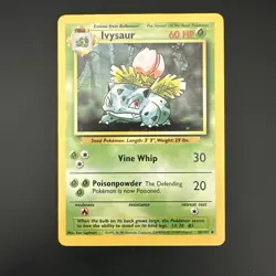 Ivysaur 30/102 Base Set Unlimited Uncommon 1999 WOTC Pokemon Card LP - Image 1