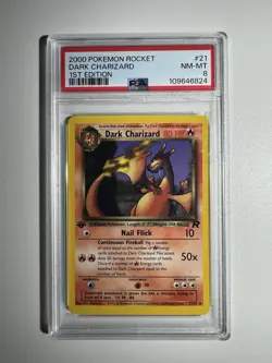 PSA 8 Dark Charizard 1st Edition Non-Holo Card 21/82 - Image 1