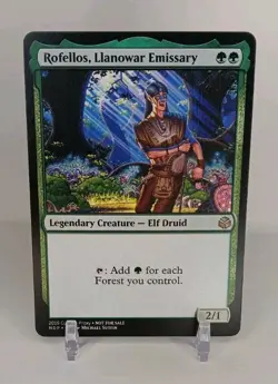 Custom Game Card-Rofellos, Llanowar Emissary-LP Condition - Image 1