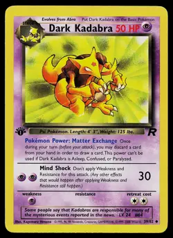 Pokemon Card - Dark Kadabra Team Rocket 39/82 Uncommon 1st Edition - Image 1