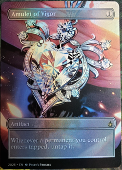 Amulet of Vigor FOIL (MISCUT) Proxy Playtest Card with Custom Anime Fantasy Art - Image 1