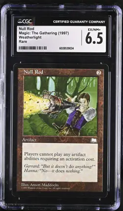 NULL ROD Weatherlight Rare Reserved List CGC 6.5 MTG [Nostalgium] - Image 1